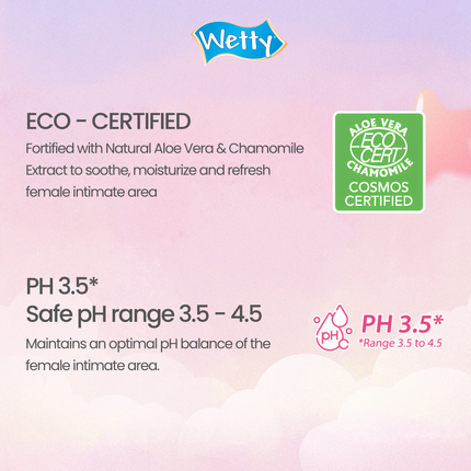Wetty Biodegradable & Flushable Feminine Toilet Wet Tissue 10's