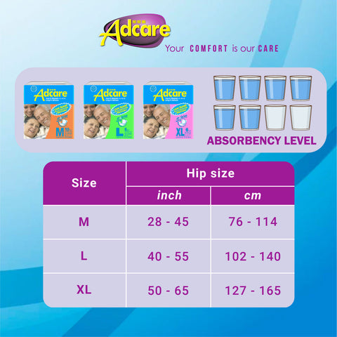 Pampers Pakai Pakai Dewasa Adcare (M 10/ L 8 / XL 6) 1Beg