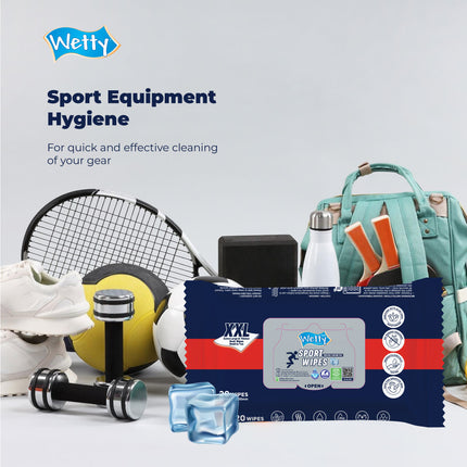 Wetty Sport Fragrance Free Menthol Cooling Feel Wipes Wet Tissue Tisu Basah (20's x 10 packs)