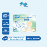 Wetty Baby Soft Airthru Baby Diapers Pants M50/L44/XL38/XXL32 (1 bag) Ultra light , 12H Dryness