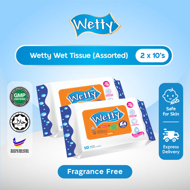 Wetty Wet Tissue Wet Wipes Tuala Basah Tebal Tisu Basah Baby Wipes (2 x 10’s)
