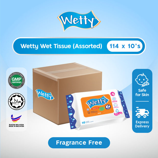 Wetty Wet Tissue Thick Wipes Tisu Basah Tebal Tisu Basah Baby Wipes (144 x 10's)
