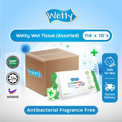 Wetty Wet Tissue Thick Wipes Tisu Basah Tebal Tisu Basah Baby Wipes (144 x 10's)