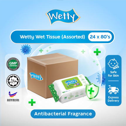 Wetty Wet Tissue Nice Fragrance Tisu Basah Baby Wipes (24 x 80's/Carton)