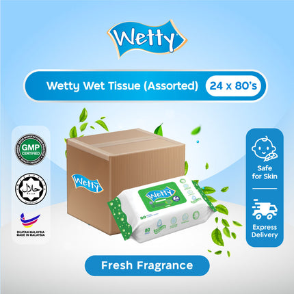 Wetty Wet Tissue Nice Fragrance Tisu Basah Baby Wipes (24 x 80's/Carton)