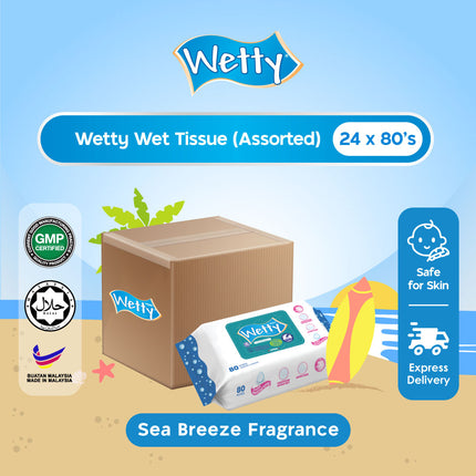 Wetty Wet Tissue Nice Fragrance Tisu Basah Baby Wipes (24 x 80's/Carton)