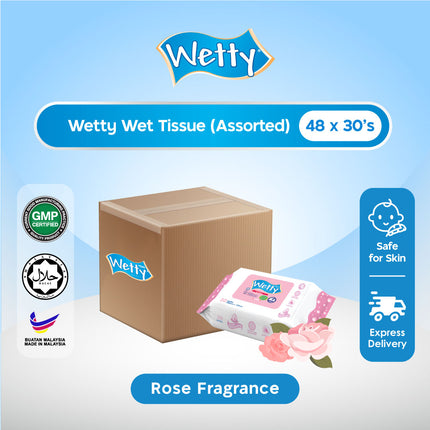 Wetty Wet Antibacterial Fragrance / Fragrance Free Tissue Wet Wipes Wet Tissue Tisu Basah (48 Pack x 30's/Carton)