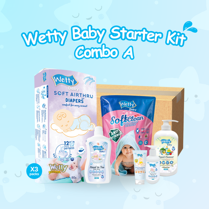 Wetty Baby Starter Kit Combo A | Baby Essentials Bundle | Newborn Care Set | Baby Care Products Malaysia