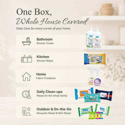 Wetty Household Essentials Box | Household Cleaning Products | Wet Wipes Bundle | Home Essentials Malaysia