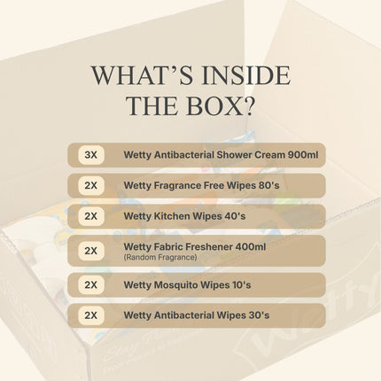 Wetty Household Essentials Box | Household Cleaning Products | Wet Wipes Bundle | Home Essentials Malaysia