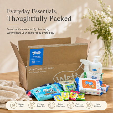 Wetty Household Essentials Box | Household Cleaning Products | Wet Wipes Bundle | Home Essentials Malaysia