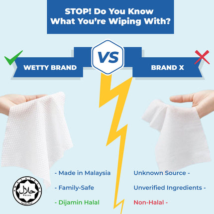Wetty Wet Tissue Thick Wipes Tisu Basah Tebal Tisu Basah Baby Wipes (144 x 10's)