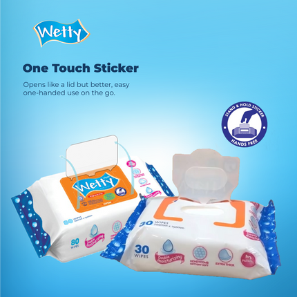 Wetty Wet Tissue Thick Wipes Tisu Basah Tebal Tisu Basah Baby Wipes (144 x 10's)