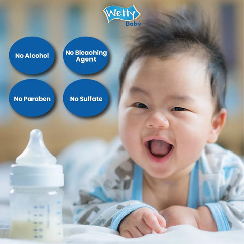 [COMBO] Wetty Baby Triple Pro Vitamin Baby Lotion (90ml) + Head To Toe Baby Wash (750ml) + Liquid Cleanser (750ml)
