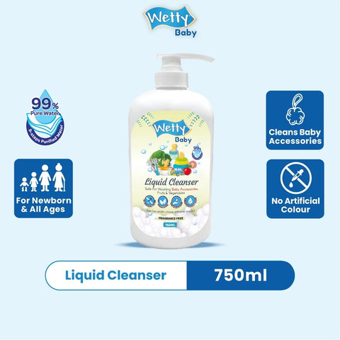 [COMBO] Wetty Baby Triple Pro Vitamin Baby Lotion (90ml) + Head To Toe Baby Wash (750ml) + Liquid Cleanser (750ml)
