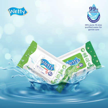 Wetty Antibacterial Fragrance Baby Wet Tissue Tisu Basah Baby Wipes (1 x 30’s)