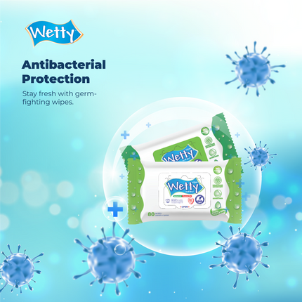 Wetty Antibacterial Fragrance Baby Wet Tissue Tisu Basah Baby Wipes (1 x 30’s)
