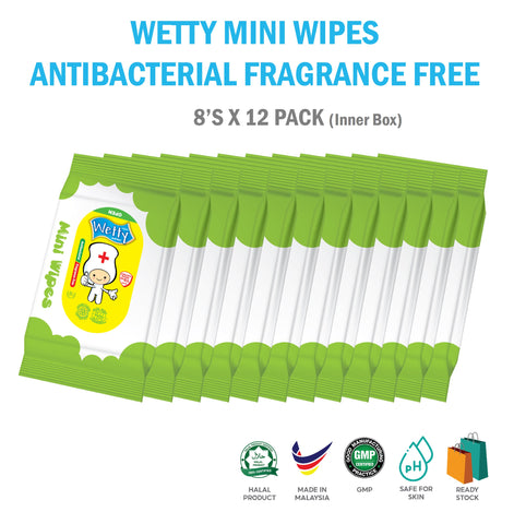 Antibacterial Fragrance Free Mini Wet Wipes (8's)