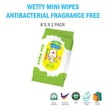 Antibacterial Fragrance Free Mini Wet Wipes (8's)