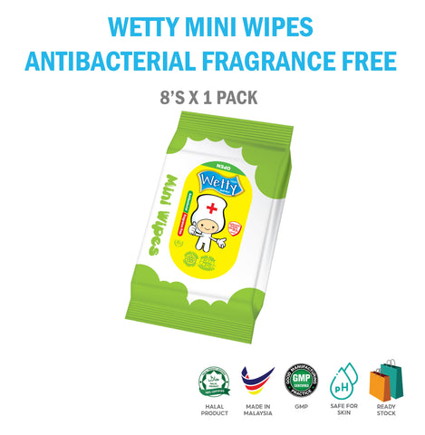 Antibacterial Fragrance Free Mini Wet Wipes (8's)