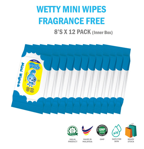 Fragrance Free Mini Wet Wipes (8's)
