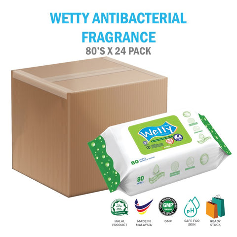 Wetty Wet Wipes 抗菌香氛婴儿湿巾（24 包 x 80 片）1 箱